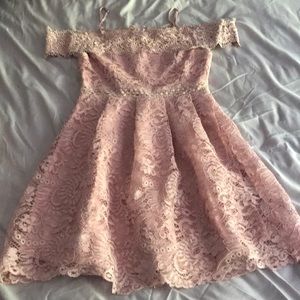 Pink lace mini dress